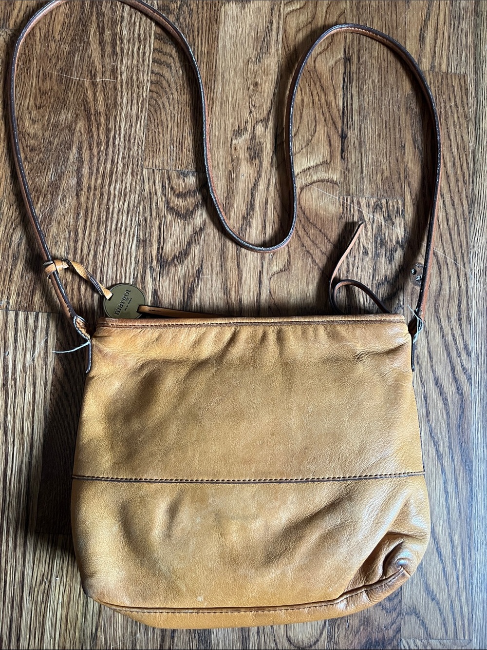 Margot New York Derby crossbody bag in mustard yellow soft leather